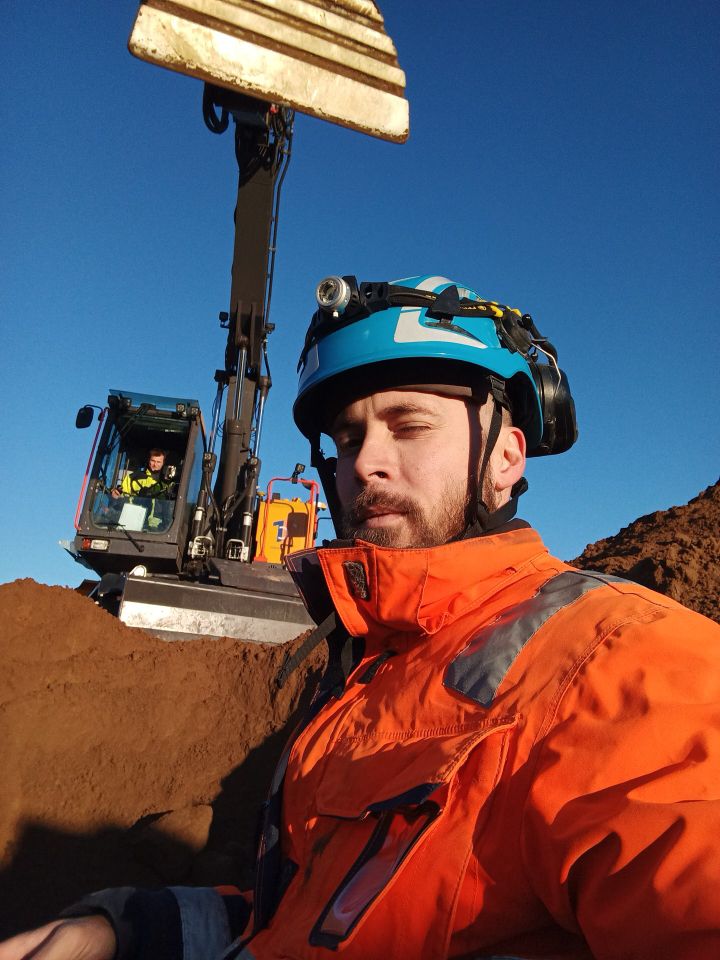 Grävmaskin i arbete i Göteborg