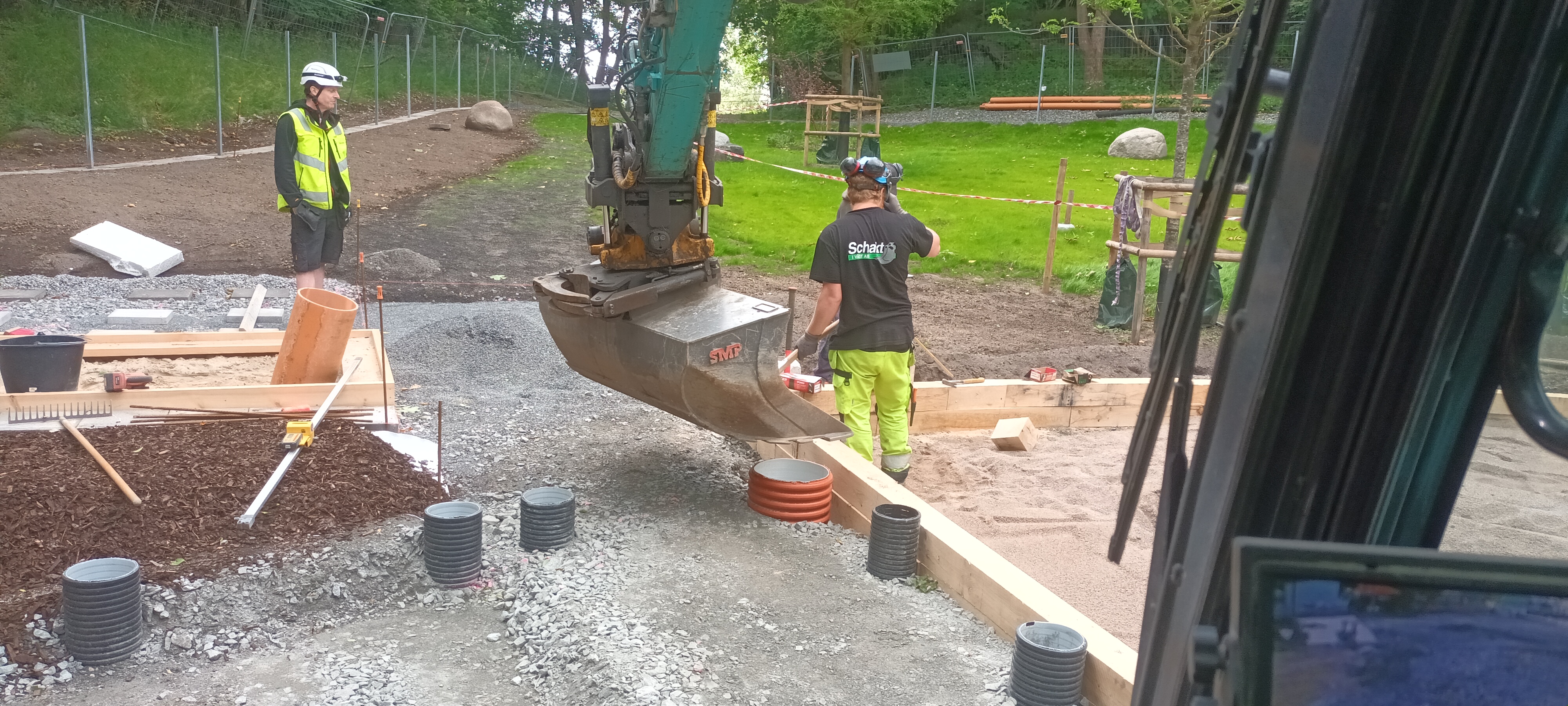 Grävmaskin i arbete i Göteborg